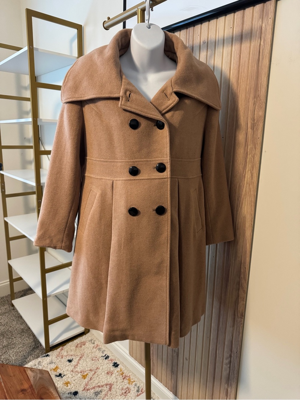 Momo Maternity Camel Double-Breasted Pea Coat